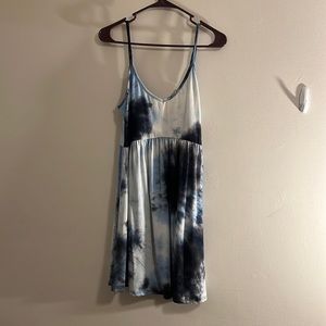 Heart hips blue tie-dye spaghetti strap mini dress